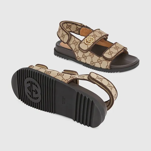 Dép Sandal Nữ Gucci Women's Double G Monogram ‎771575 G1730 9755 Màu Be Nâu Size 36 - Dép - Vua Hàng Hiệu