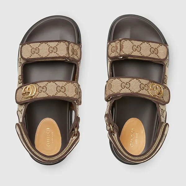 Dép Sandal Nữ Gucci Women's Double G Monogram ‎771575 G1730 9755 Màu Be Nâu Size 36 - Dép - Vua Hàng Hiệu