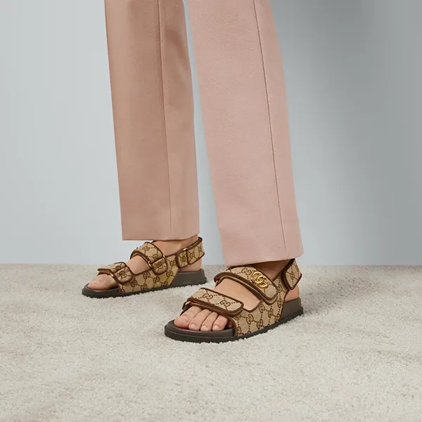 Dép Sandal Nữ Gucci Women's Double G Monogram ‎771575 G1730 9755 Màu Be Nâu Size 36 - Dép - Vua Hàng Hiệu