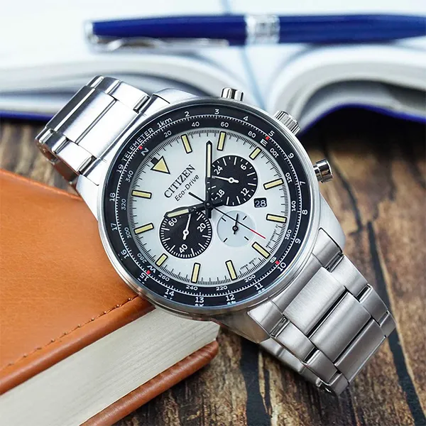 Đồng Hồ Nam Citizen Chronograph Eco-Drive White Dial CA4500-91A Màu Bạc Đen - Đồng hồ - Vua Hàng Hiệu