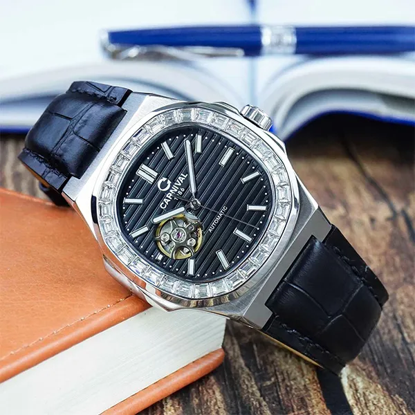 Đồng Hồ Nam I&W Carnival Automatic Handwinding 8128G-VT-DD-D Màu Đen Bạc