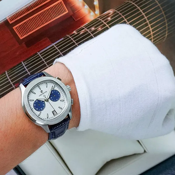 Đồng Hồ Nam Lacz Denton Chronograph LD-9108-AMS-GL-TX Màu Xanh Bạc - Đồng hồ - Vua Hàng Hiệu