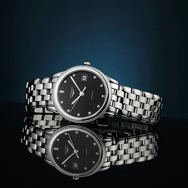 Đồng Hồ Nam Longines Flagship Diamond Watch L4.774.4.57.6 Màu Bạc/Đen