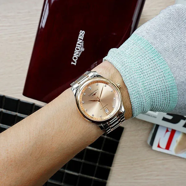 Đồng Hồ Nam Longines Master Diamond Rose Gold Date L2.628.5.99.7 Màu Vàng Bạc