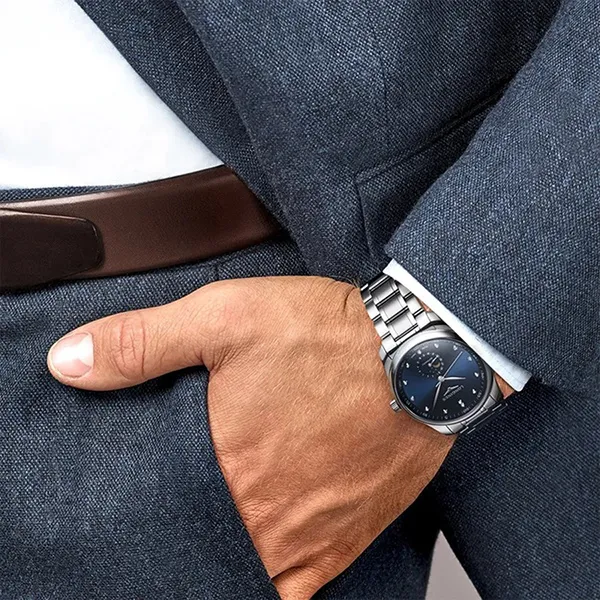 Đồng Hồ Nam Longines Master Moonphase Blue Watch L2.909.4.97.6 Màu Bạc/Xanh