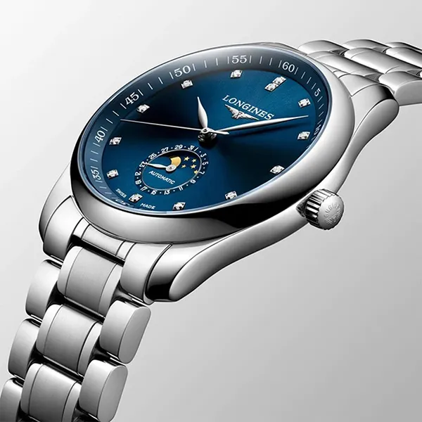 Đồng Hồ Nam Longines Master Moonphase Blue Watch L2.909.4.97.6 Màu Bạc/Xanh