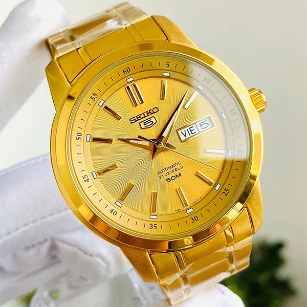 Đồng Hồ Nam Seiko 5 Automatic Handwinding SNKM94K1 Màu Vàng Gold