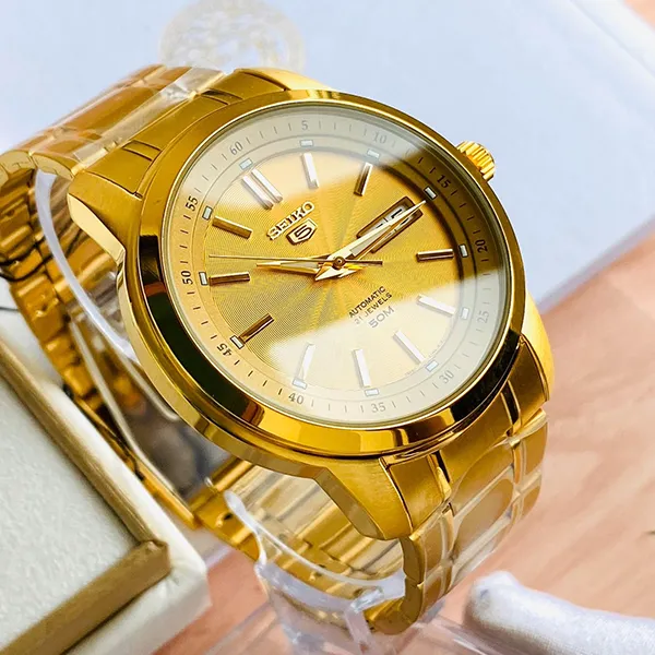 Đồng Hồ Nam Seiko 5 Automatic Handwinding SNKM94K1 Màu Vàng Gold