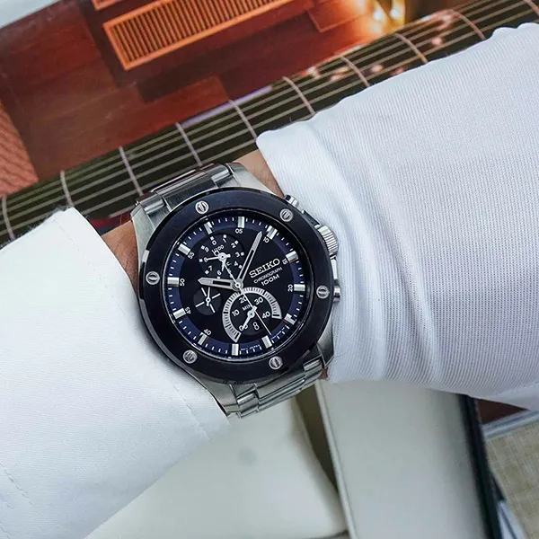 Đồng Hồ Nam Seiko Chronograph SPC097P1 Màu Bạc Đen - Đồng hồ - Vua Hàng Hiệu