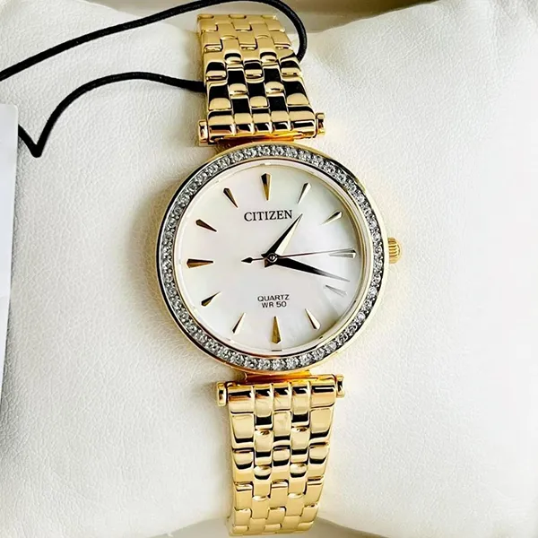Đồng Hồ Nữ Citizen Gold Plated Stainless Swarovski Quartz Watch ER0212-50Y Màu Vàng