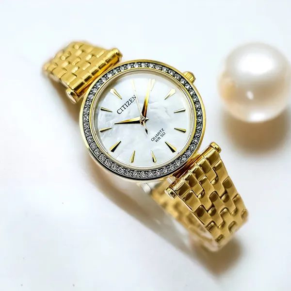 Đồng Hồ Nữ Citizen Gold Plated Stainless Swarovski Quartz Watch ER0212-50Y Màu Vàng