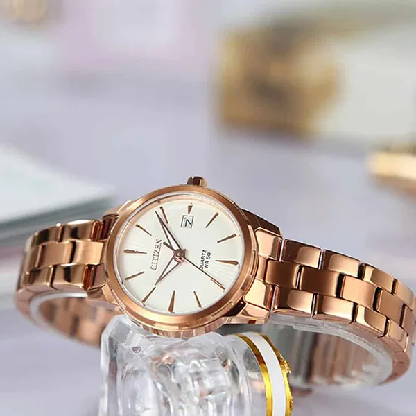 Đồng Hồ Nữ Citizen Quartz Dial Rose Gold Ladies Watch EU6073-53A Màu Trắng/ Vàng Hồng