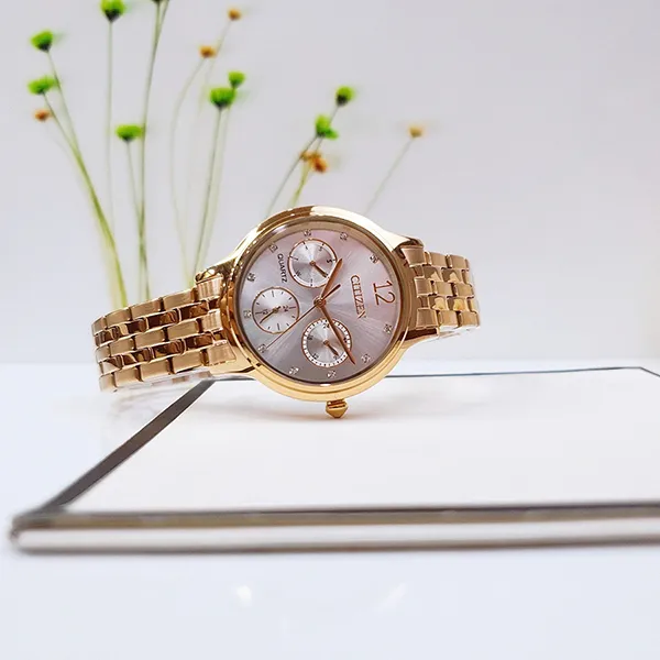 Đồng Hồ Nữ Citizen Swarovski Crystal Accents Rose Gold ED8183-54A Màu Vàng Hồng