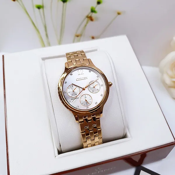 Đồng Hồ Nữ Citizen Swarovski Crystal Accents Rose Gold ED8183-54A Màu Vàng Hồng