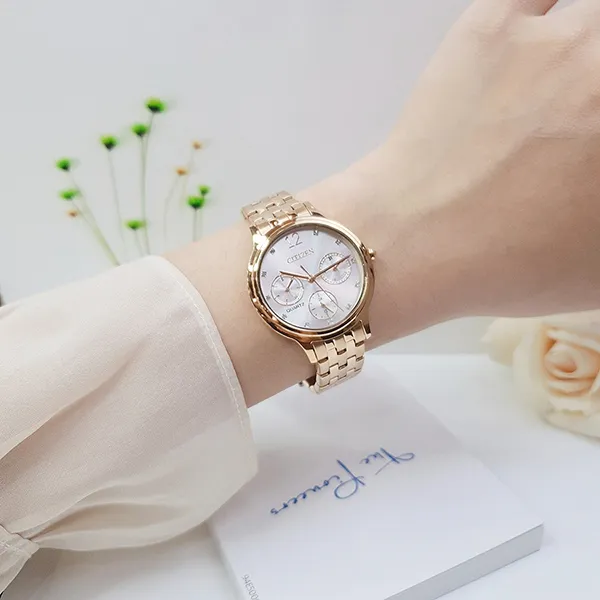 Đồng Hồ Nữ Citizen Swarovski Crystal Accents Rose Gold ED8183-54A Màu Vàng Hồng