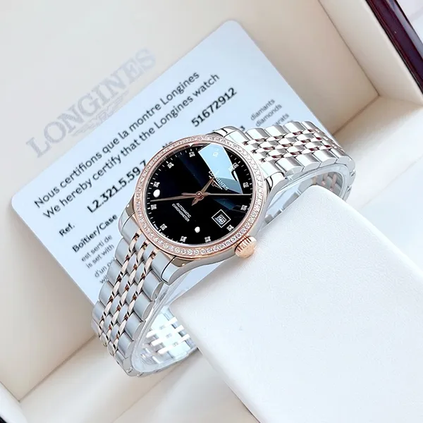 Đồng Hồ Nữ Longines Record Mother Of Pearl Dial Stainless Steel Ladies Watch L2.321.5.59.7 Màu Bạc Vàng Hồng - Đồng hồ - Vua Hàng Hiệu