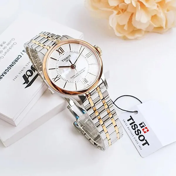 Đồng Hồ Nữ Tissot Chemin Des Tourelles Automatic MOP Dial T099.207.22.118.02 Màu Bạc Vàng Hồng - Đồng hồ - Vua Hàng Hiệu