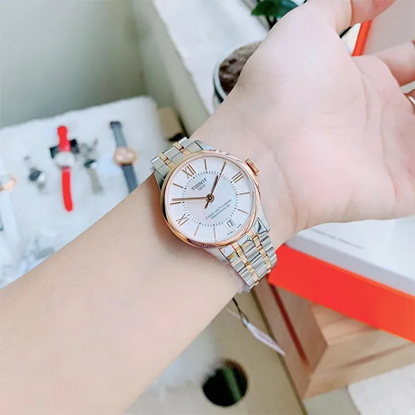 Đồng Hồ Nữ Tissot Chemin Des Tourelles Automatic MOP Dial T099.207.22.118.02 Màu Bạc Vàng Hồng - Đồng hồ - Vua Hàng Hiệu