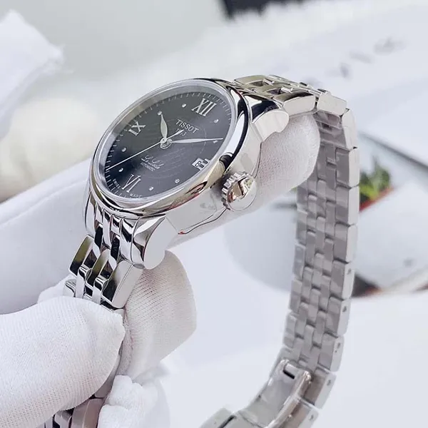 Đồng Hồ Nữ Tissot Le Locle Black Diamond Dial Automatic Ladies T41.1.183.56 Màu Bạc Đen