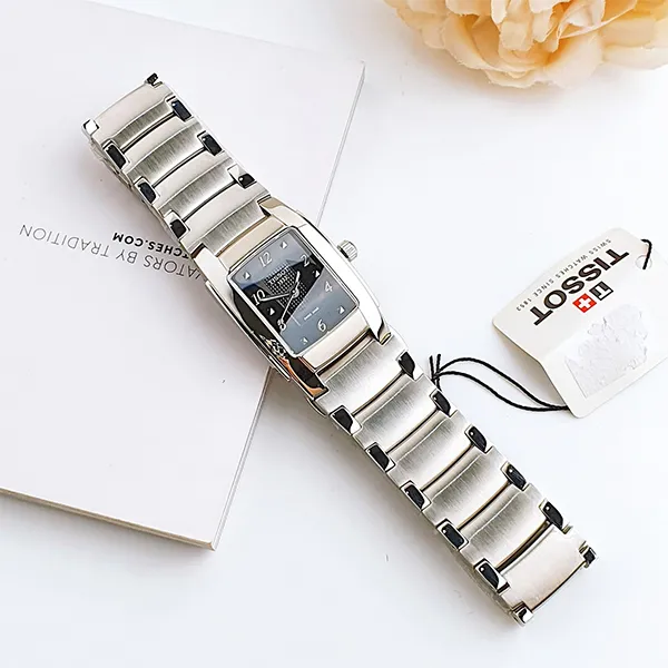 Đồng Hồ Nữ Tissot T-Classic T10 Polished Stainless Steel Black Dial T073.310.11.057.00 Màu Bạc Đen