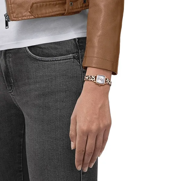 Đồng Hồ Nữ Tissot T-Lady Quartz Diamond Silver Dial T058.109.37.036.00 Màu Be Đen
