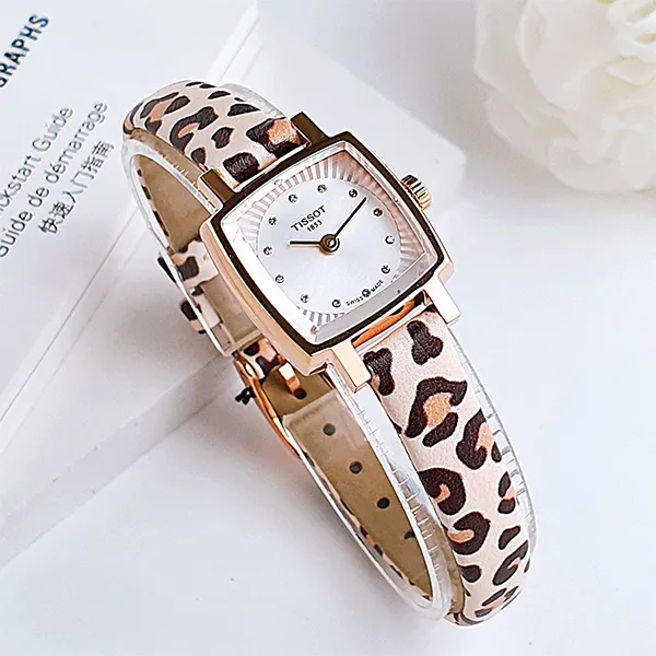 Đồng Hồ Nữ Tissot T-Lady Quartz Diamond Silver Dial T058.109.37.036.00 Màu Be Đen