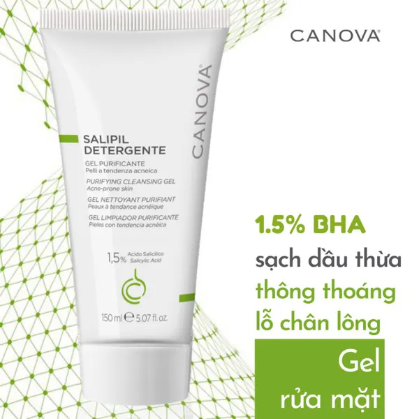 Gel Rửa Mặt Ngừa Mụn Canova Salipil Detergente Purifying Cleansing Gel 150ml - Sữa Rửa Mặt - Vua Hàng Hiệu