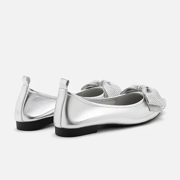 Giày Bệt Nữ Pazzion Blakely Crystal Embellished Bow Pointed Toe Flats 5250-23ASIL034 Màu Bạc