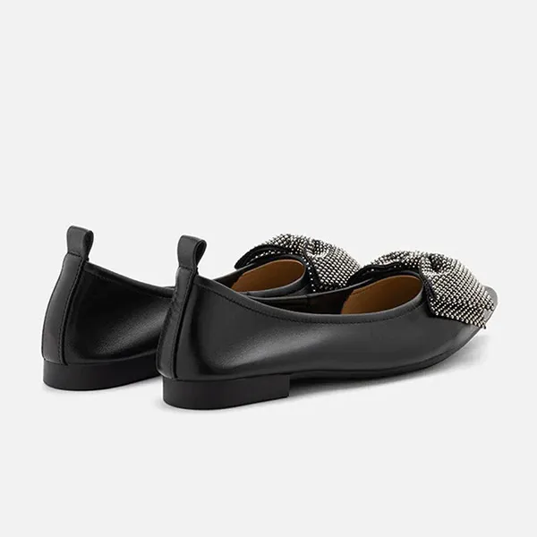 Giày Bệt Nữ Pazzion Blakely Crystal Embellished Bow Pointed Toe Flats 5250-23BLK034 Màu Đen