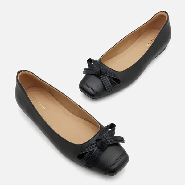 Giày Bệt Nữ Pazzion Clarice Bow Square Toe Flats 966-3BLK035 Màu Đen