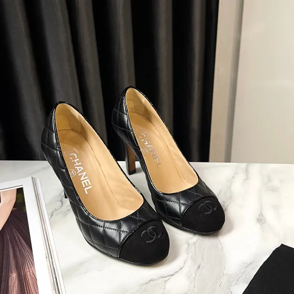 Giày Cao Gót Nữ Chanel Matelasse Coco Mark Pumps Leather Suede Black Màu Đen Size 34 - Giày - Vua Hàng Hiệu