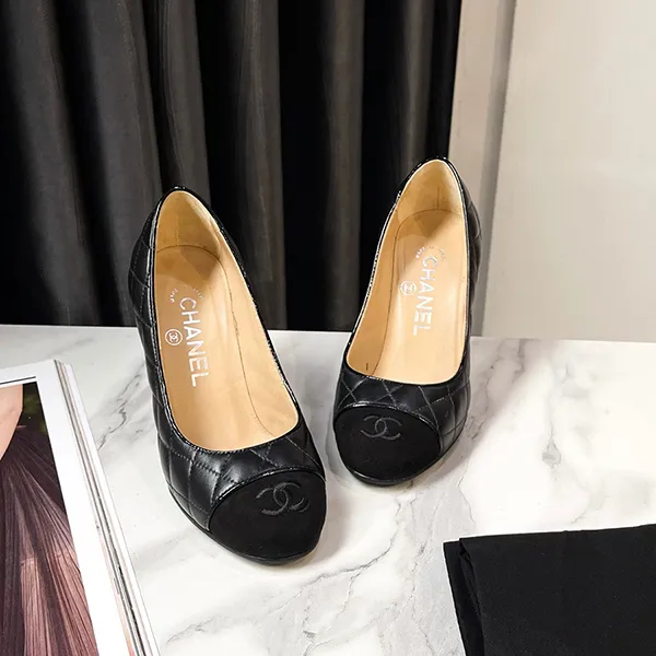 Giày Cao Gót Nữ Chanel Matelasse Coco Mark Pumps Leather Suede Black Màu Đen Size 34 - Giày - Vua Hàng Hiệu