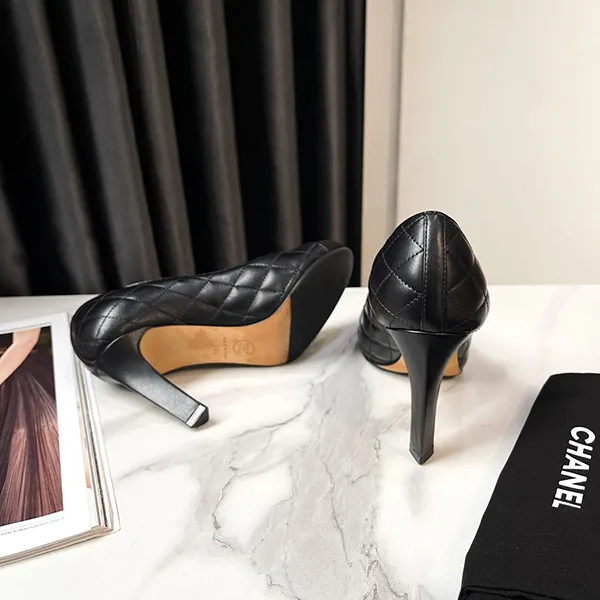 Giày Cao Gót Nữ Chanel Matelasse Coco Mark Pumps Leather Suede Black Màu Đen Size 34 - Giày - Vua Hàng Hiệu