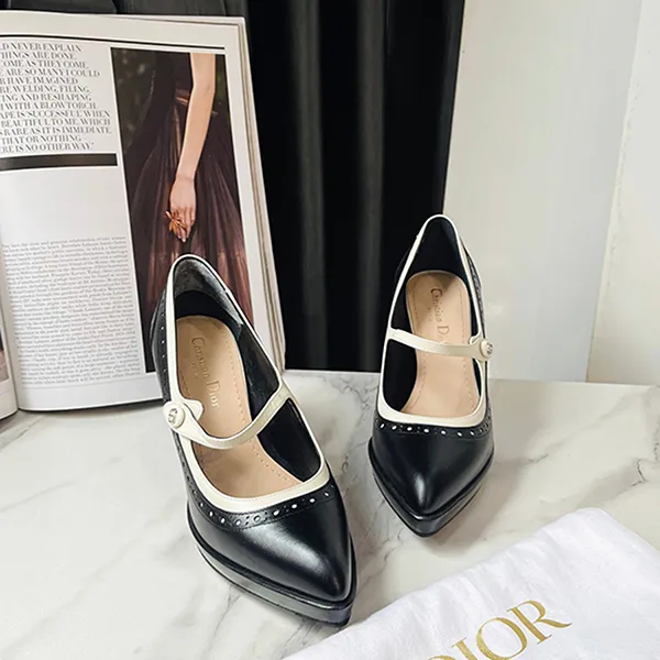 Giày Cao Gót Nữ Dior Pump Black And White Perforated Calfskin Màu Đen Size 36.5 - Giày - Vua Hàng Hiệu