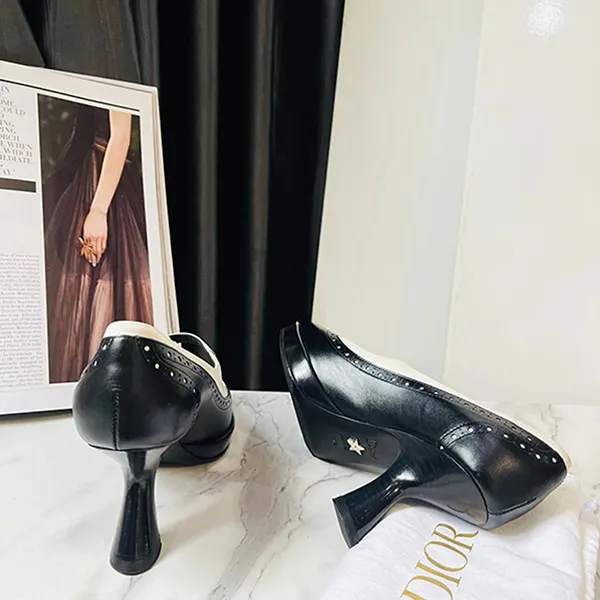 Giày Cao Gót Nữ Dior Pump Black And White Perforated Calfskin Màu Đen Size 36.5 - Giày - Vua Hàng Hiệu