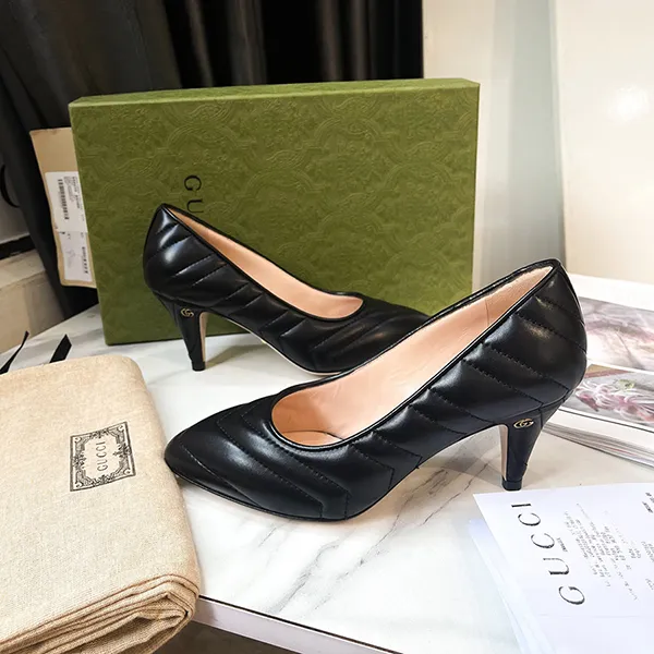 Giày Cao Gót Nữ Gucci Wmns Quilted Leather Pumps 658673-BKO00-1000 Màu Đen Size 34.5 - Giày - Vua Hàng Hiệu