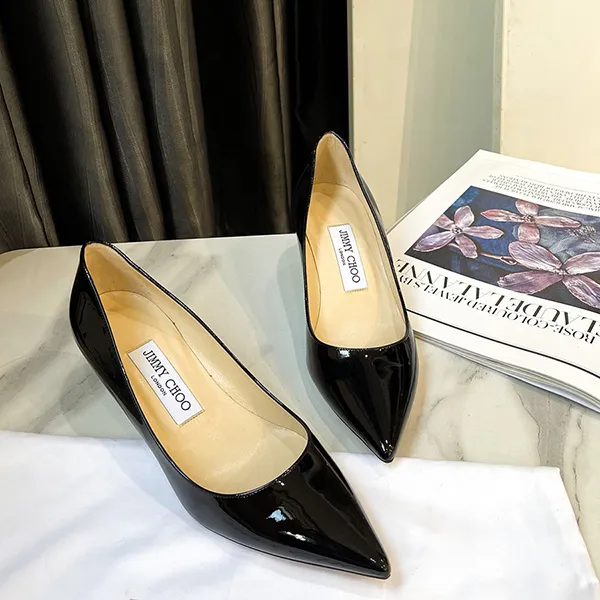 Giày Cao Gót Nữ Jimmy Choo Aza Pointy Toe Leather Kitten Heel Màu Đen Size 35 - Giày - Vua Hàng Hiệu