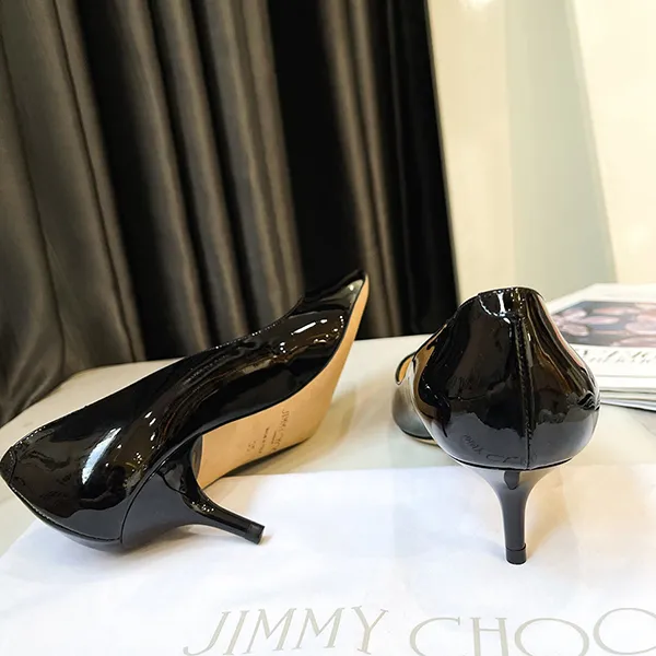 Giày Cao Gót Nữ Jimmy Choo Aza Pointy Toe Leather Kitten Heel Màu Đen Size 35 - Giày - Vua Hàng Hiệu
