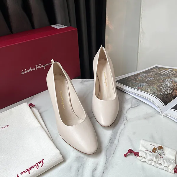 Giày Cao Gót Nữ Salvatore Ferragamo Cream Judy Stiletto Pumps Màu Kem Size 37