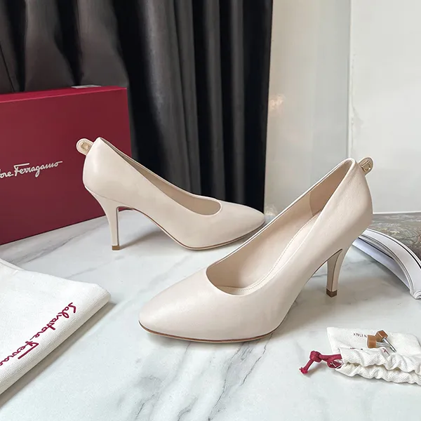 Giày Cao Gót Nữ Salvatore Ferragamo Cream Judy Stiletto Pumps Màu Kem Size 37