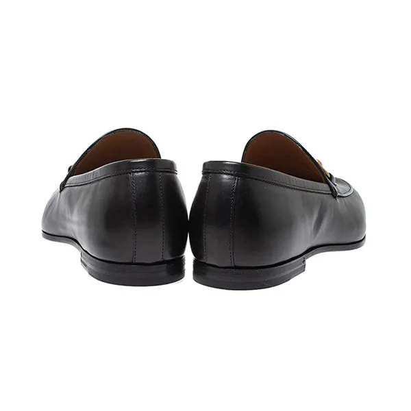 Giày Lười Nam Gucci GC Black Leather Jordan Horsebit Slip On Loafers Màu Đen Size 41