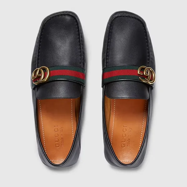 Giày Lười Nam Gucci Leather Driver Web Loafers 450891-DTM10-1060 Màu Đen Size 39.5 - Giày - Vua Hàng Hiệu