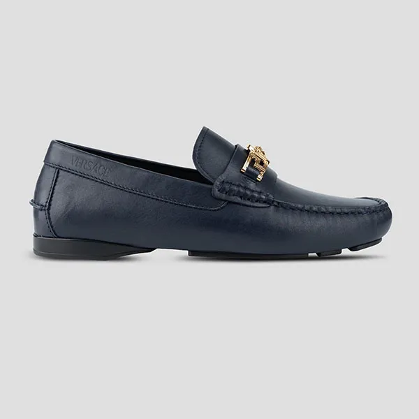 Giày Lười Nam Versace Leather With Gold Logo Hardware 1009707 D1VS 1U04V Màu Xanh Navy Size 42 - Giày - Vua Hàng Hiệu