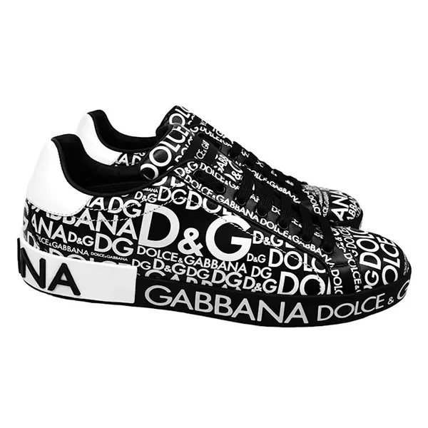 Giày Sneaker Nam Dolce & Gabbana D&G Logo Print CS1562 Màu Đen Họa Tiết Size 6