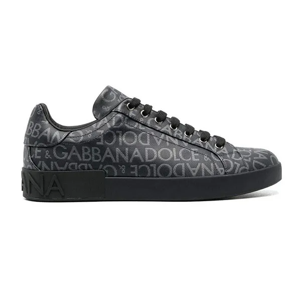 Giày Sneaker Nam Dolce & Gabbana D&G Leather Logo Màu Đen Size 40
