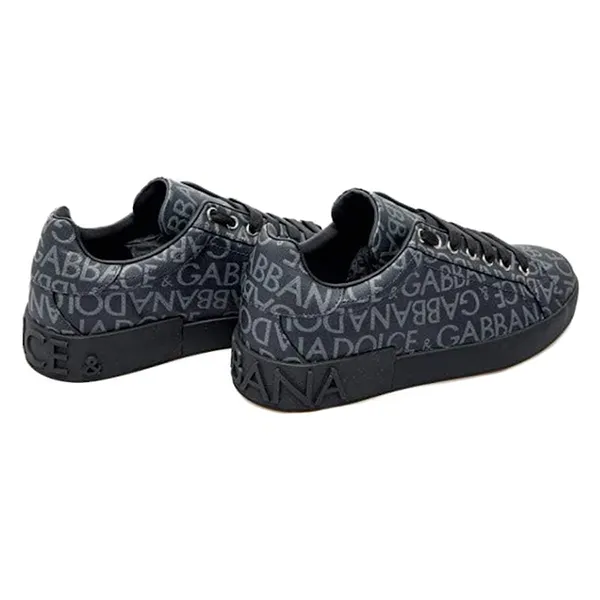 Giày Sneaker Nam Dolce & Gabbana D&G Leather Logo Màu Đen Size 40
