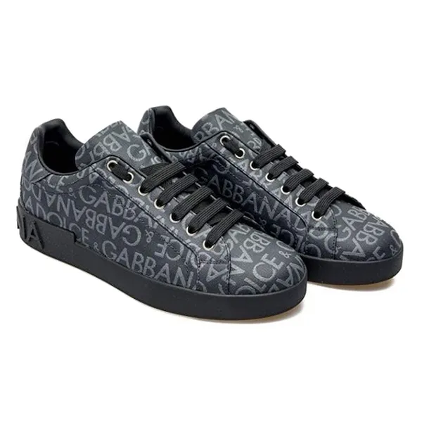 Giày Sneaker Nam Dolce & Gabbana D&G Leather Logo Màu Đen Size 40