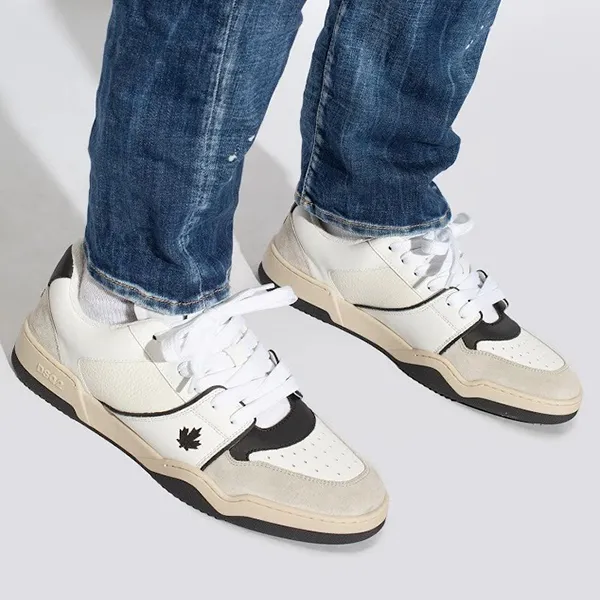 Giày Sneaker Nam DSquared2 Spiker Lace-Up Low Top SNM0315 Màu Trắng Đen Size 42 - Giày - Vua Hàng Hiệu