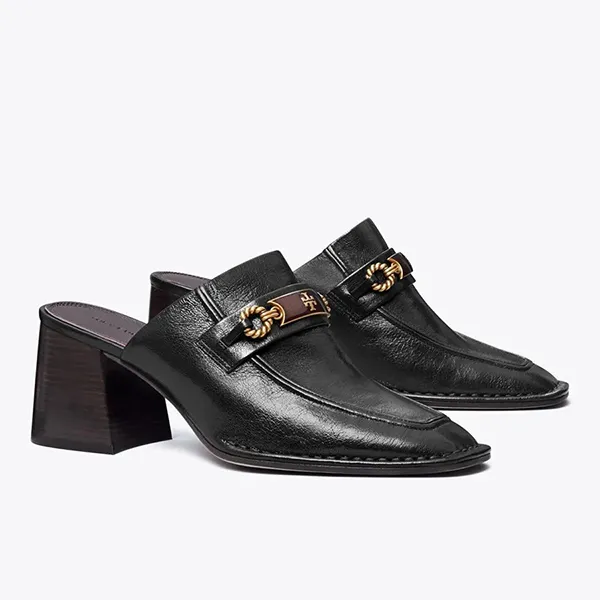 Giày Sục Nữ Tory Burch Heel Mule 134950 Màu Đen Size 36.5