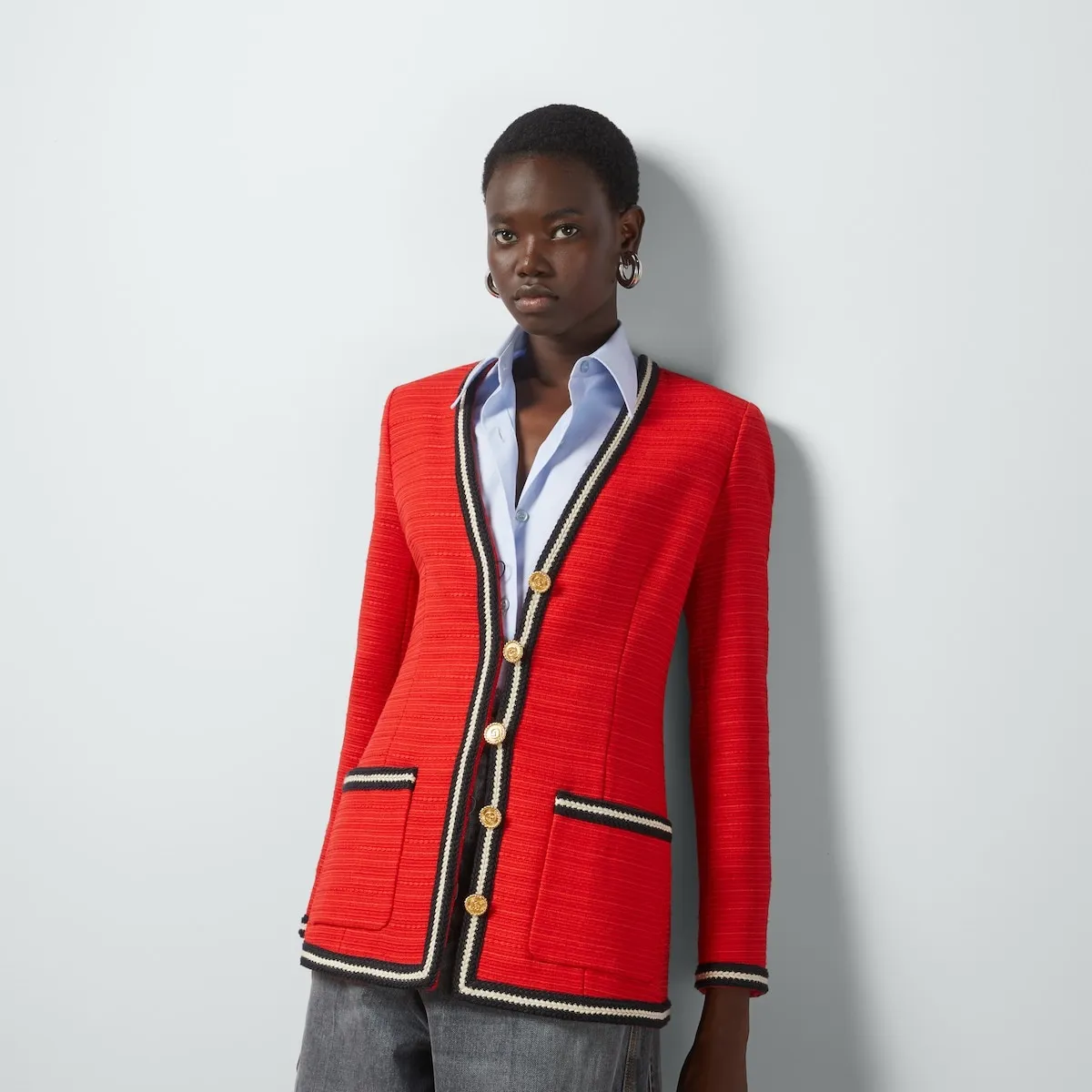 Áo Khoác Gucci Wool Blazer with Web Trim